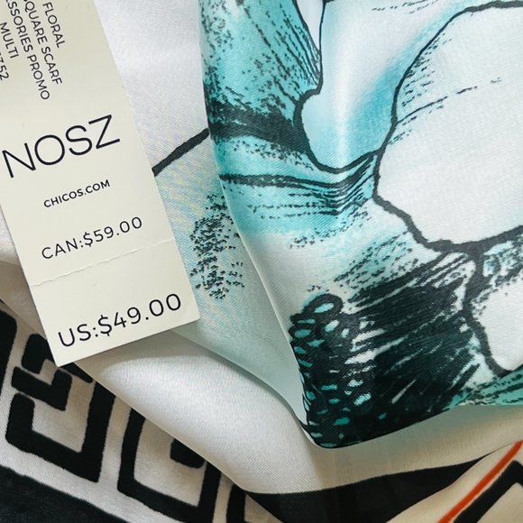 CHICO'S Women's Floral Geometric Multicolor Square Scarf NWT - Picture 2 of 8